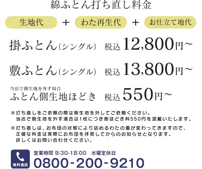 打ち直し料金